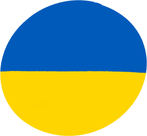 Handdrawn Organic Round Ukraine Flag